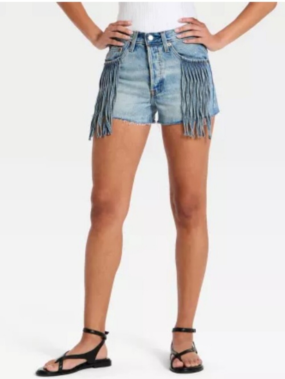 Universal Thread A 5Fringe Denim Hi Rise Shorts